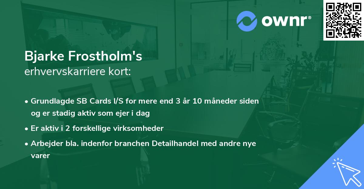 Bjarke Frostholm's erhvervskarriere kort