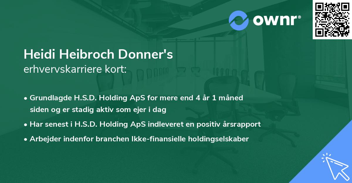 Heidi Heibroch Donner's erhvervskarriere kort