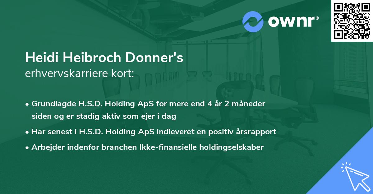 Heidi Heibroch Donner's erhvervskarriere kort