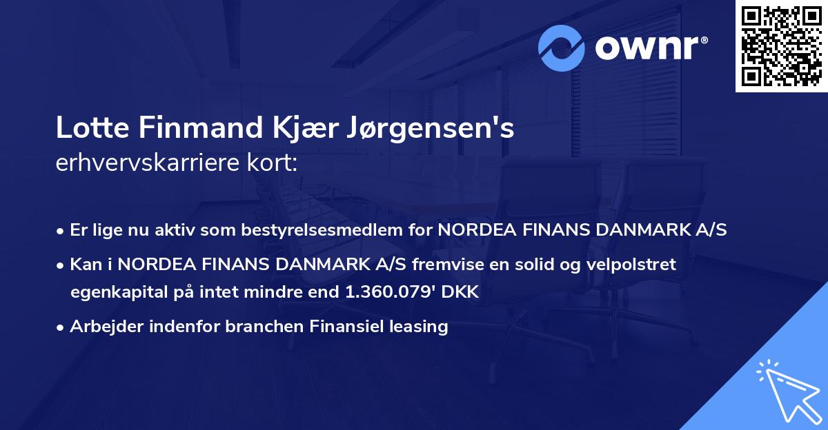 Lotte Finmand Kjær Jørgensen's erhvervskarriere kort