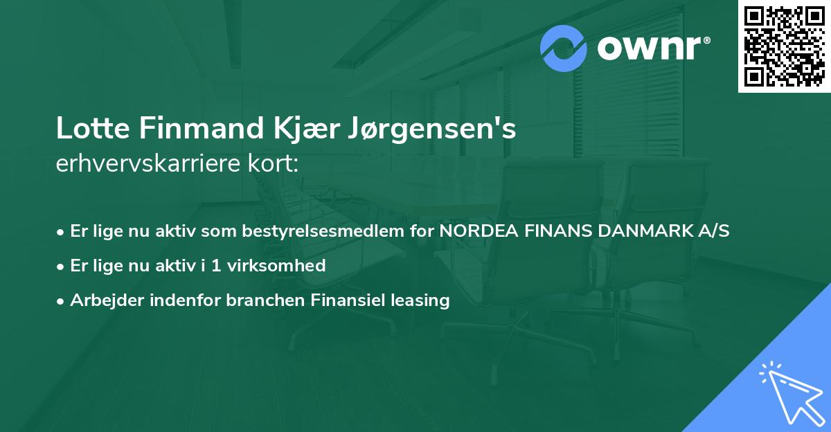 Lotte Finmand Kjær Jørgensen's erhvervskarriere kort