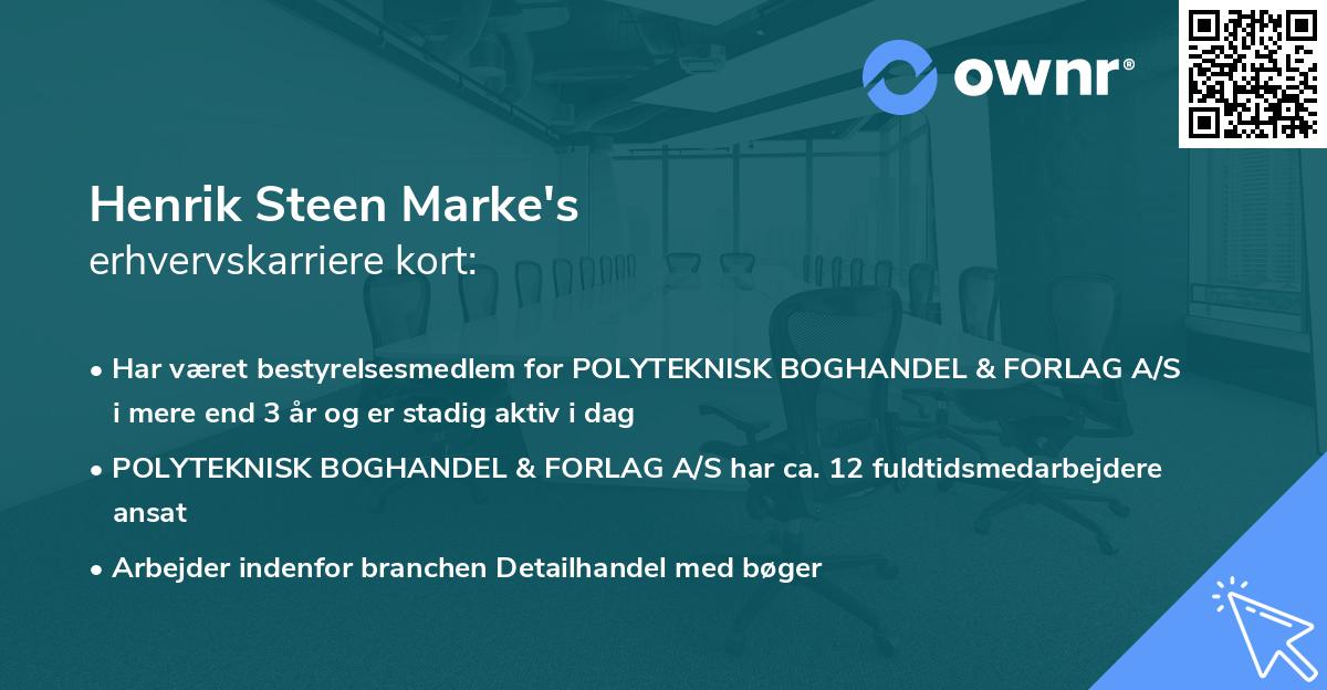 Henrik Steen Marke's erhvervskarriere kort