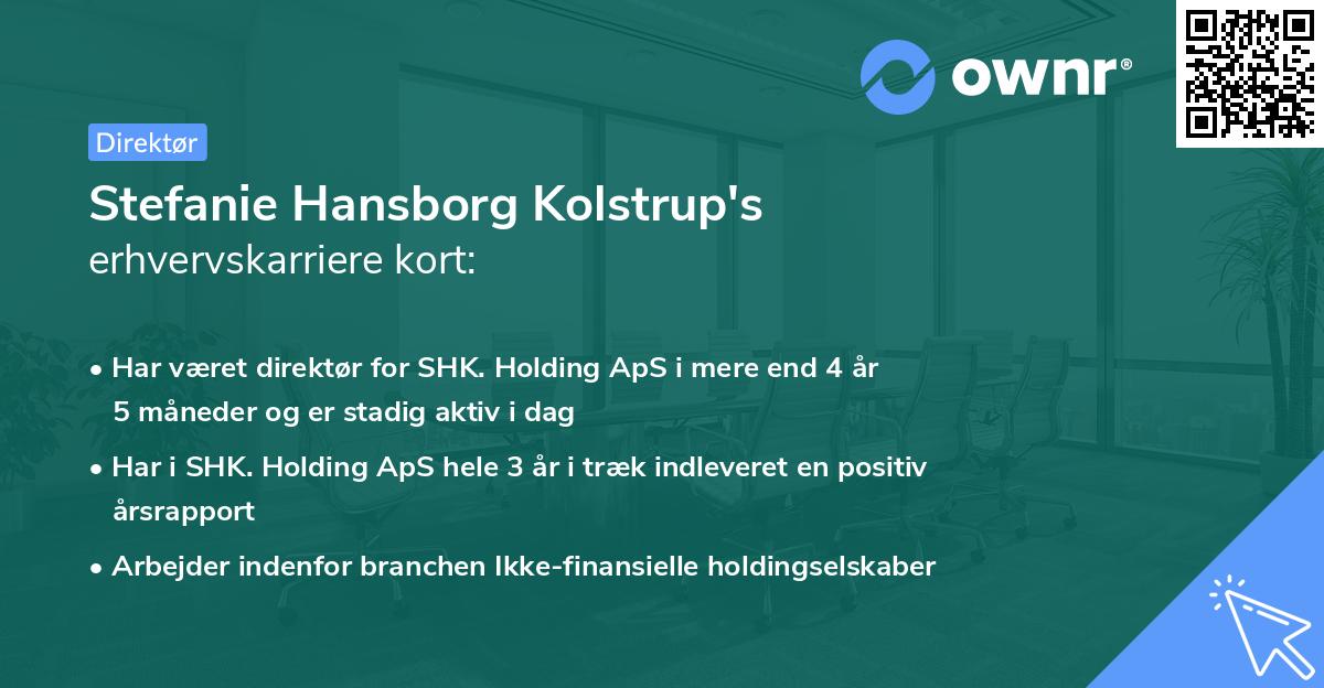 Stefanie Hansborg Kolstrup's erhvervskarriere kort
