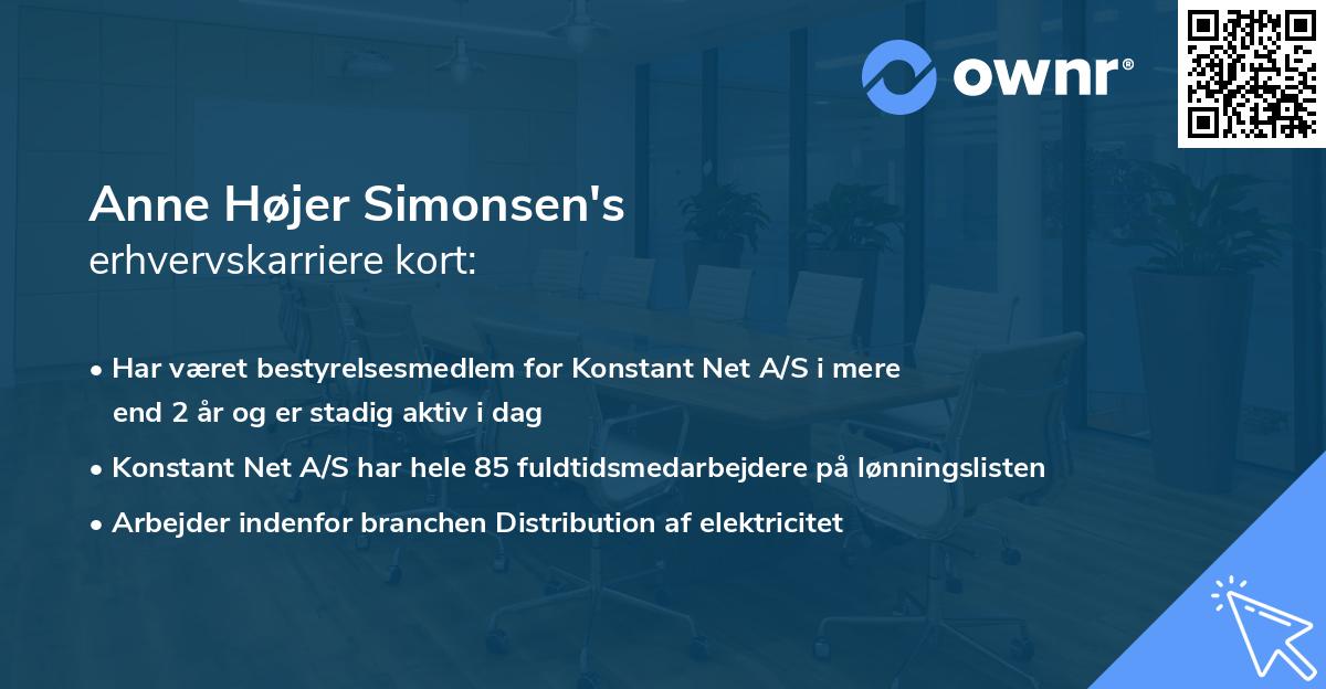 Anne Højer Simonsen's erhvervskarriere kort