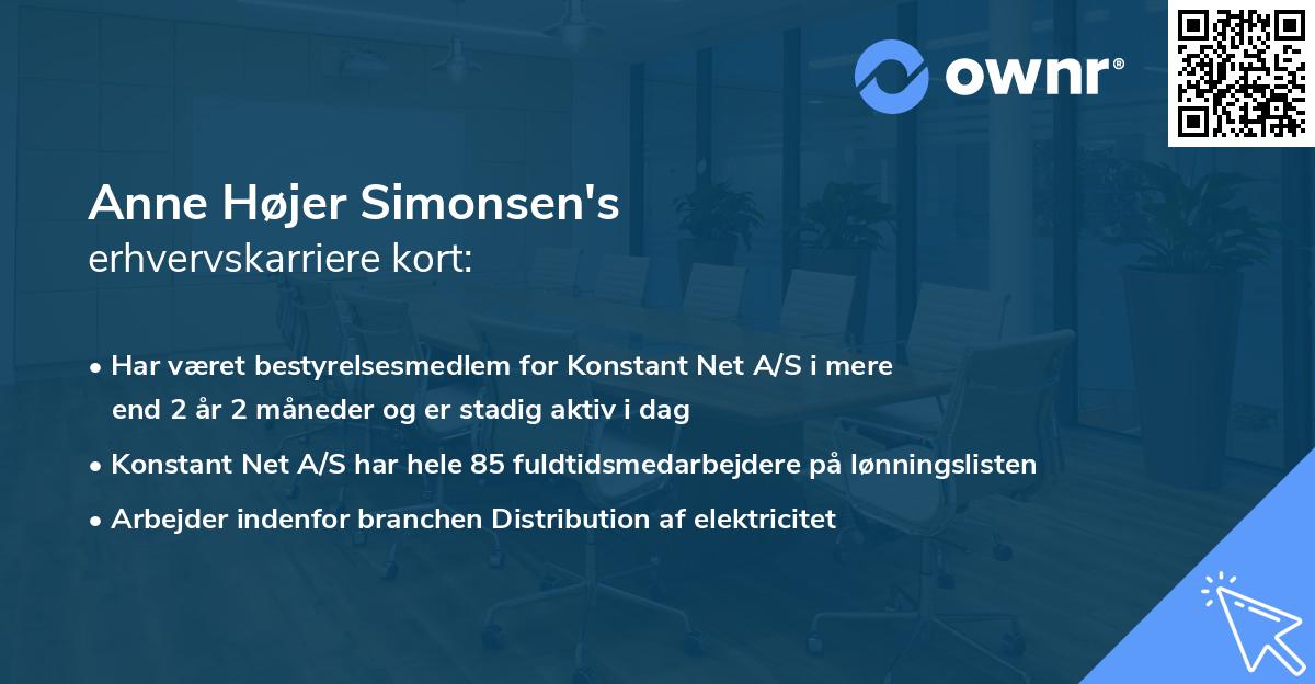 Anne Højer Simonsen's erhvervskarriere kort