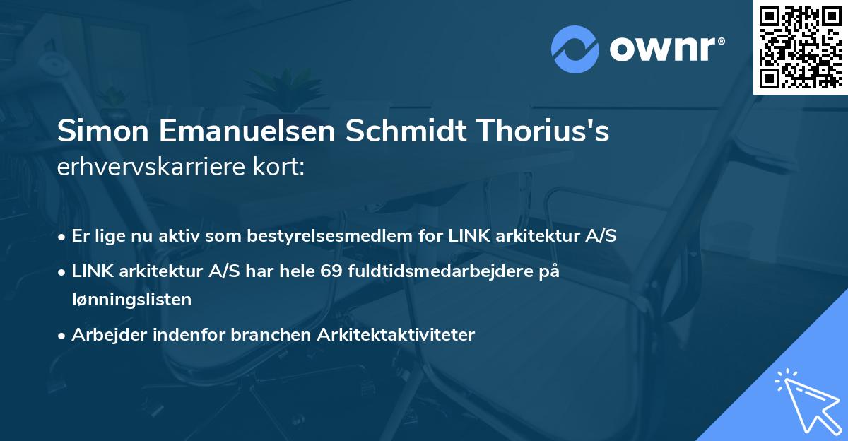 Simon Emanuelsen Schmidt Thorius's erhvervskarriere kort