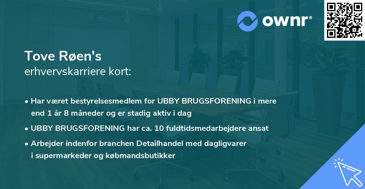 Tove Røen's erhvervskarriere kort