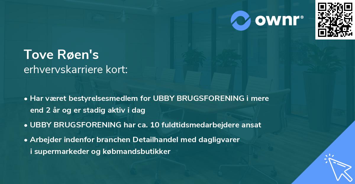 Tove Røen's erhvervskarriere kort