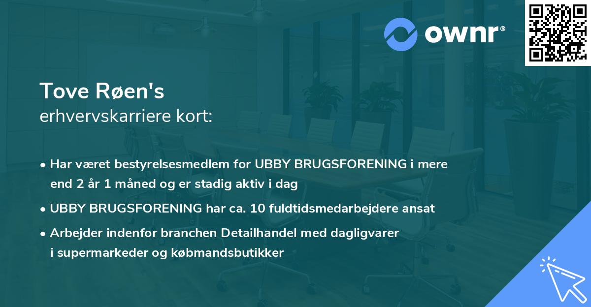 Tove Røen's erhvervskarriere kort