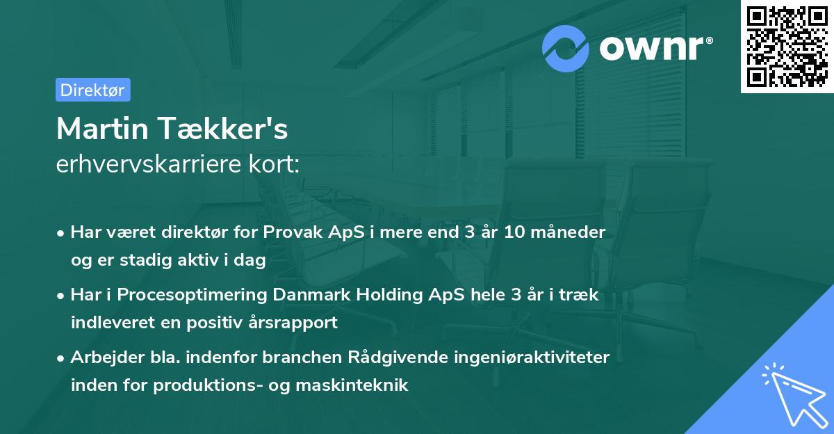 Martin Tækker's erhvervskarriere kort