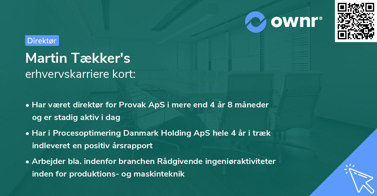 Martin Tækker's erhvervskarriere kort