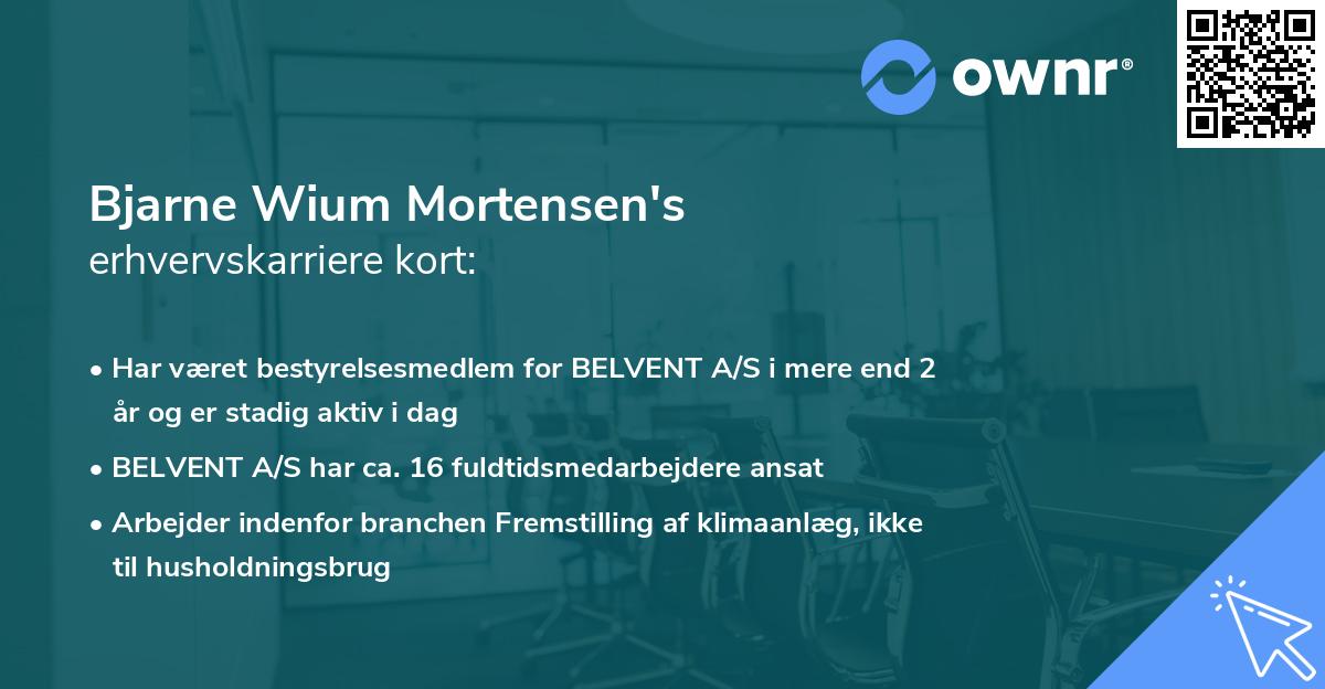 Bjarne Wium Mortensen's erhvervskarriere kort