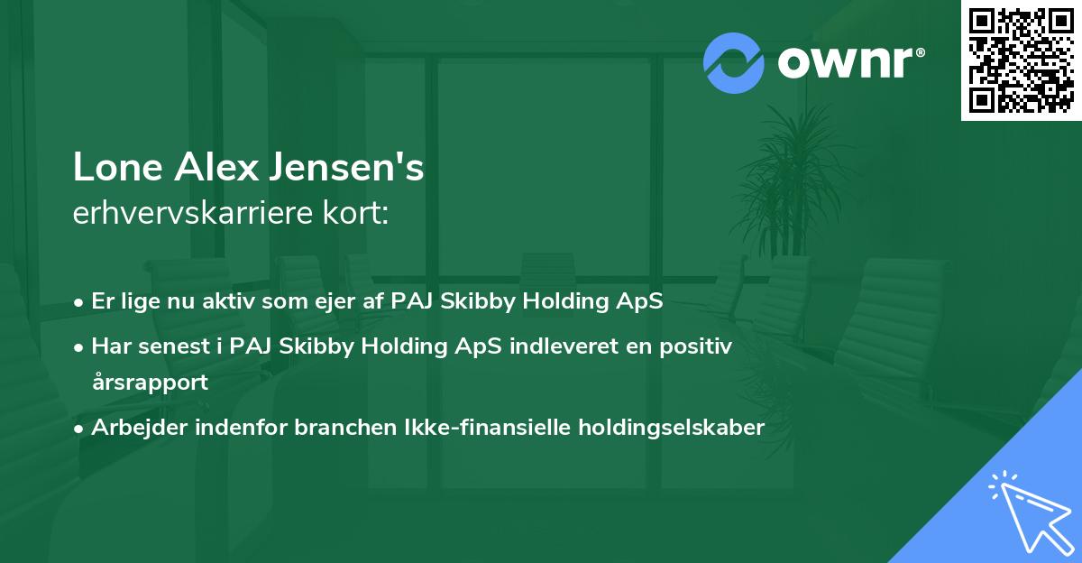 Lone Alex Jensen's erhvervskarriere kort