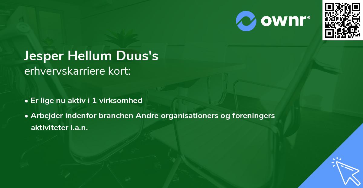 Jesper Hellum Duus's erhvervskarriere kort