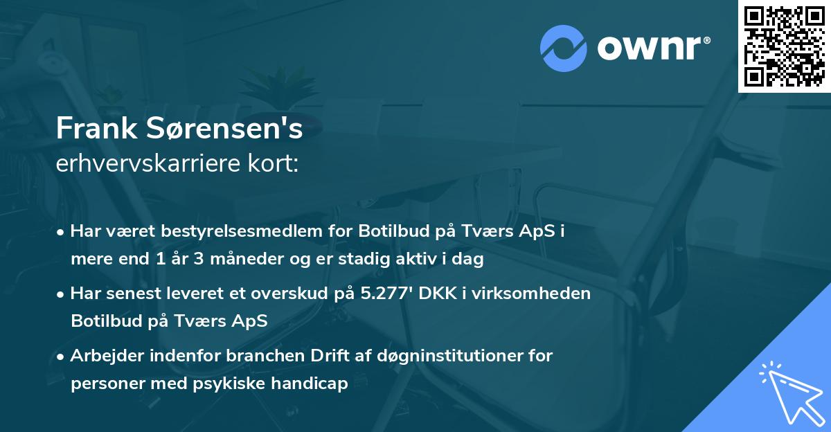 Frank Sørensen's erhvervskarriere kort