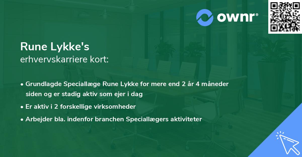 Rune Lykke's erhvervskarriere kort