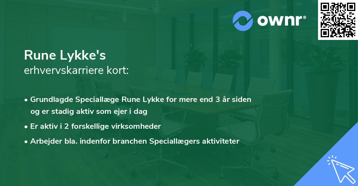 Rune Lykke's erhvervskarriere kort
