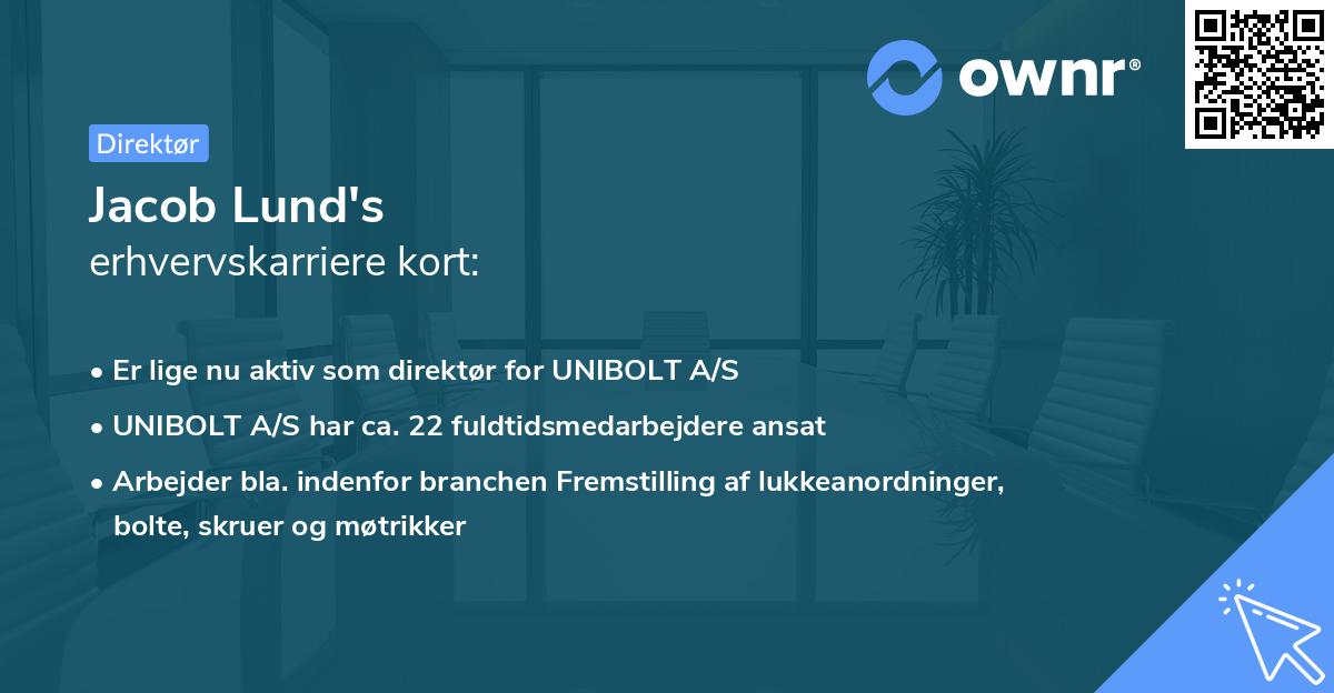 Jacob Lund's erhvervskarriere kort