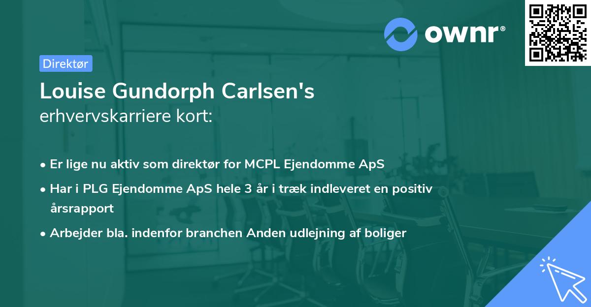 Louise Gundorph Carlsen's erhvervskarriere kort