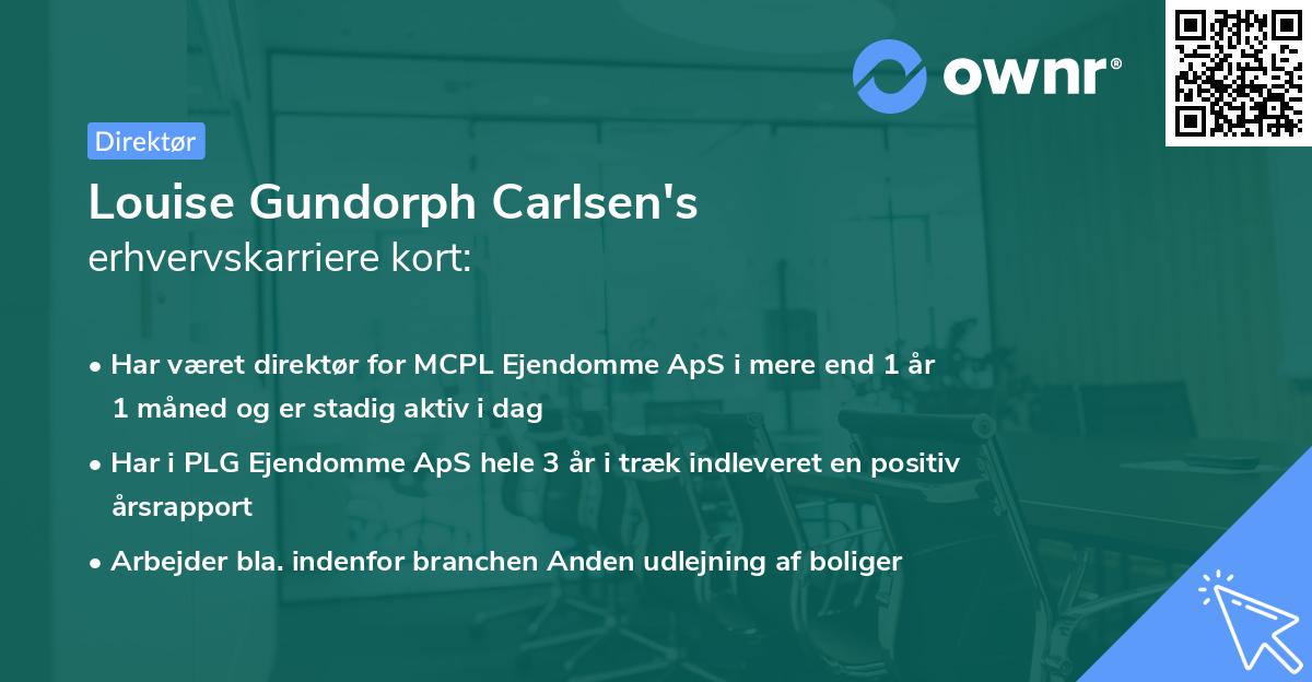 Louise Gundorph Carlsen's erhvervskarriere kort