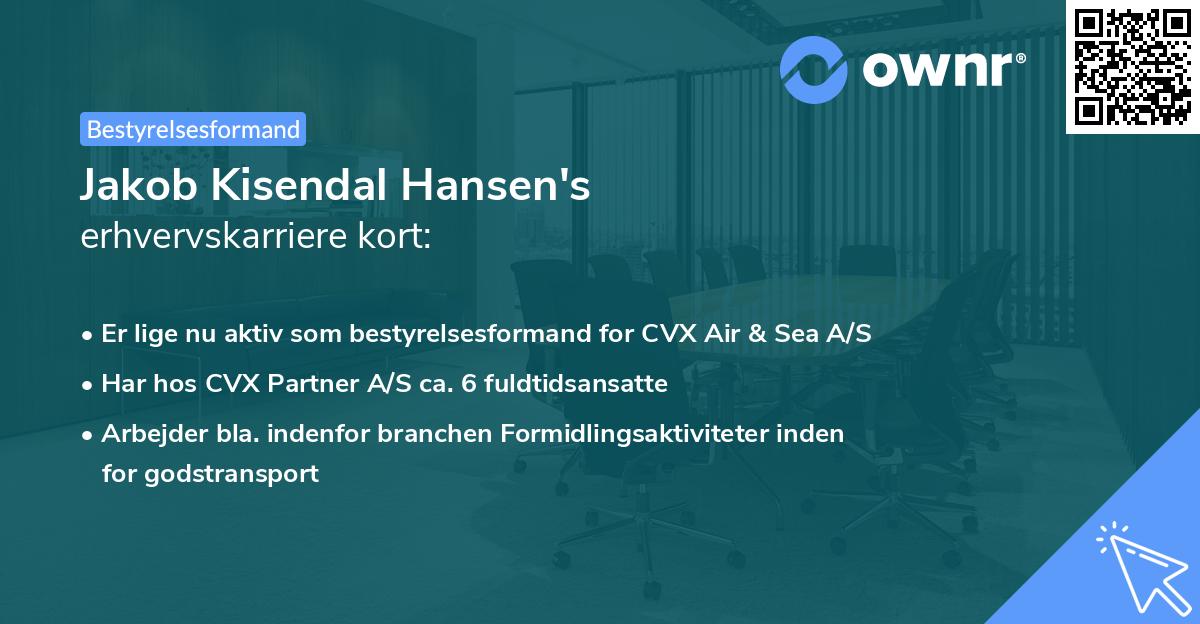 Jakob Kisendal Hansen's erhvervskarriere kort