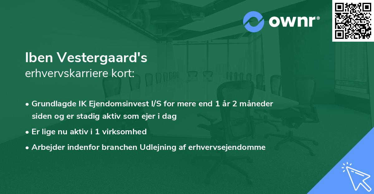 Iben Vestergaard's erhvervskarriere kort