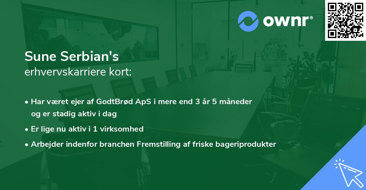 Sune Serbian's erhvervskarriere kort