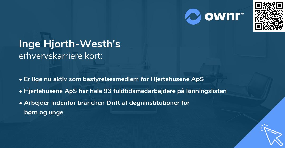 Inge Hjorth-Westh's erhvervskarriere kort