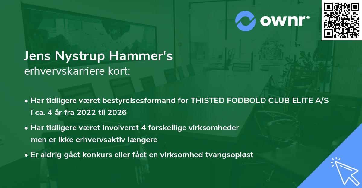 Jens Nystrup Hammer's erhvervskarriere kort