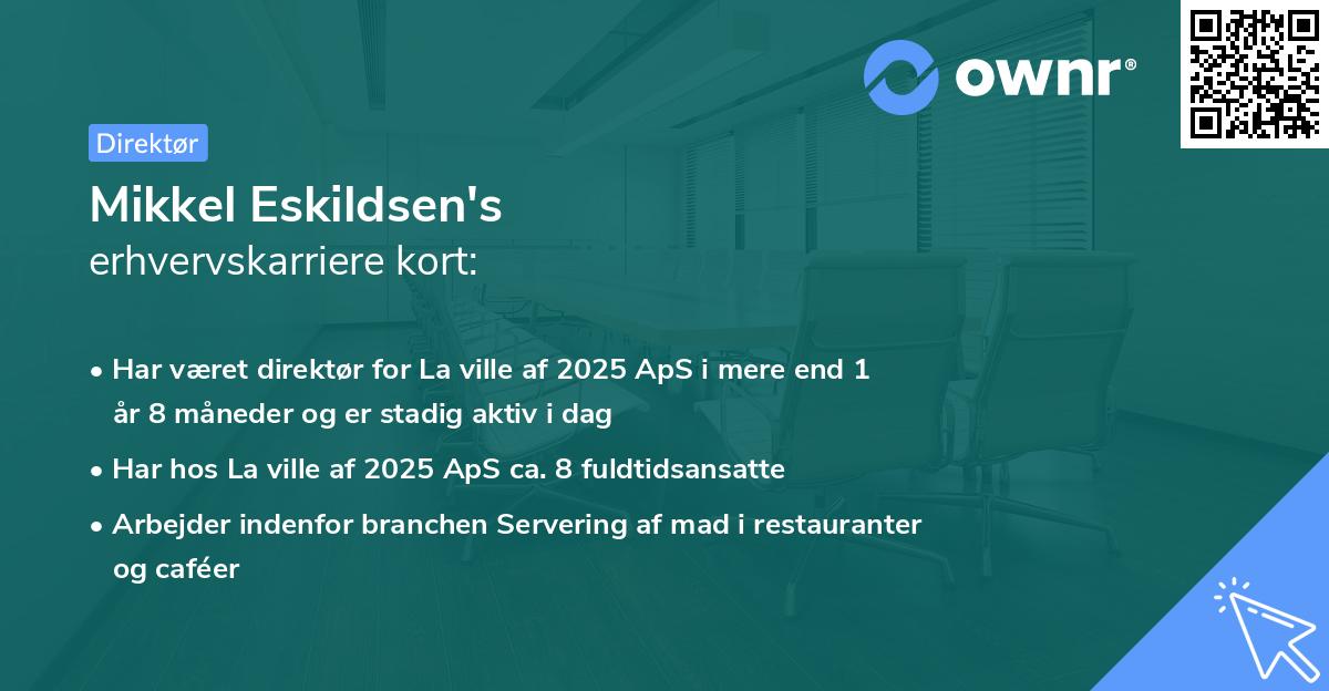 Mikkel Eskildsen's erhvervskarriere kort