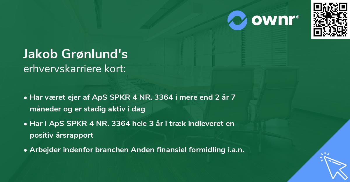 Jakob Grønlund's erhvervskarriere kort