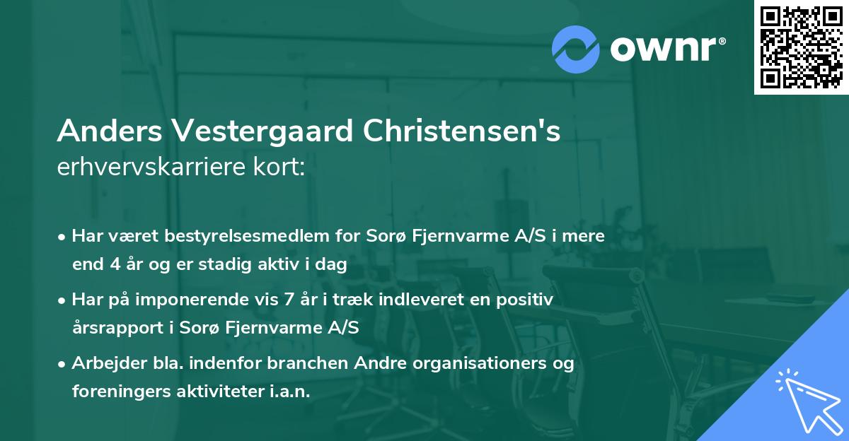 Anders Vestergaard Christensen's erhvervskarriere kort