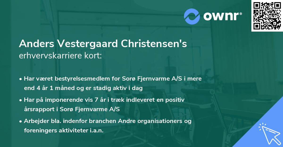 Anders Vestergaard Christensen's erhvervskarriere kort
