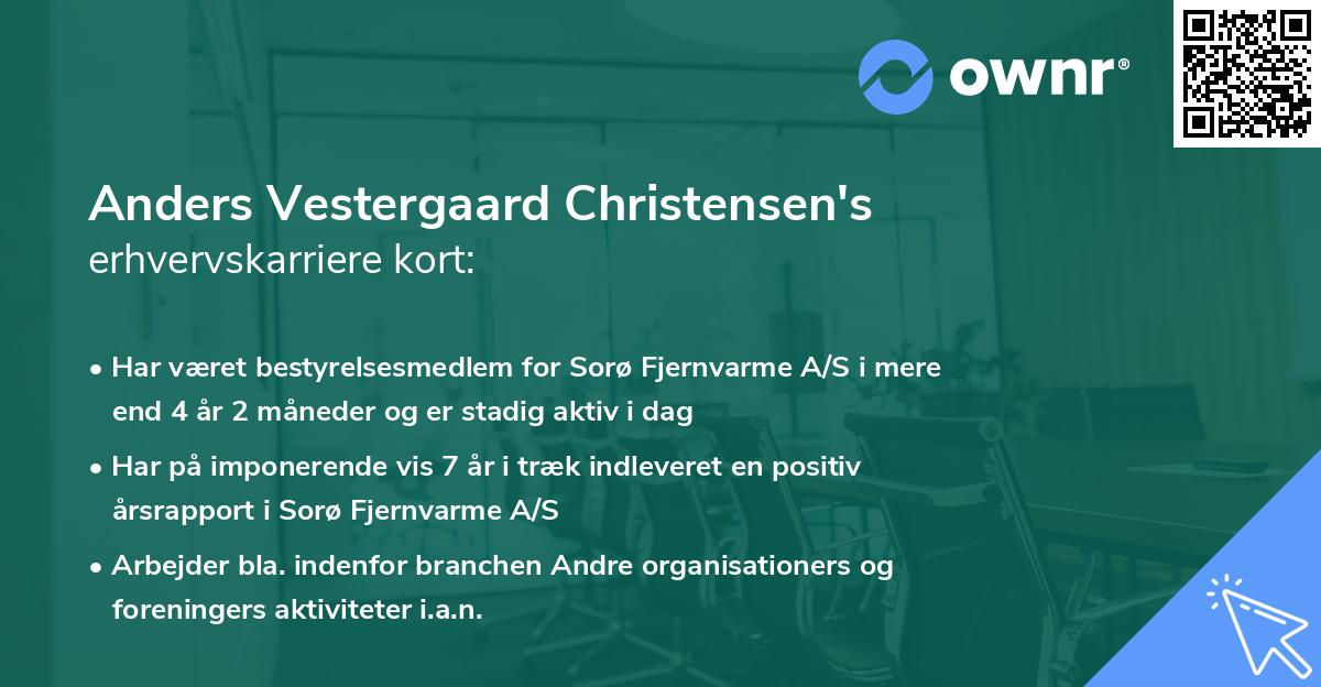 Anders Vestergaard Christensen's erhvervskarriere kort