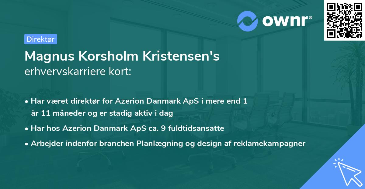 Magnus Korsholm Kristensen's erhvervskarriere kort