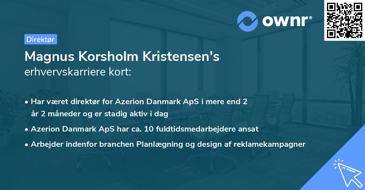 Magnus Korsholm Kristensen's erhvervskarriere kort