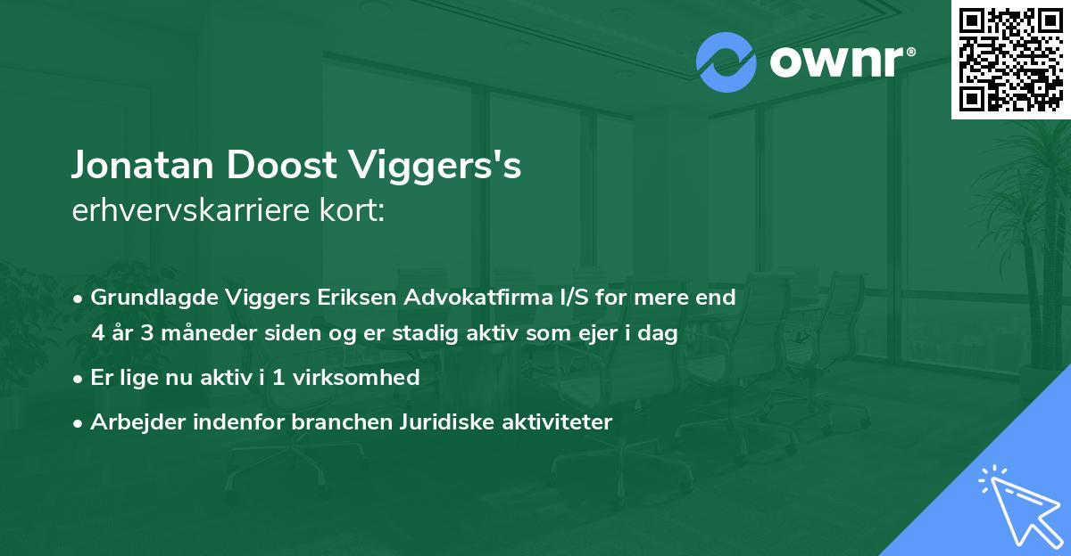 Jonatan Doost Viggers's erhvervskarriere kort