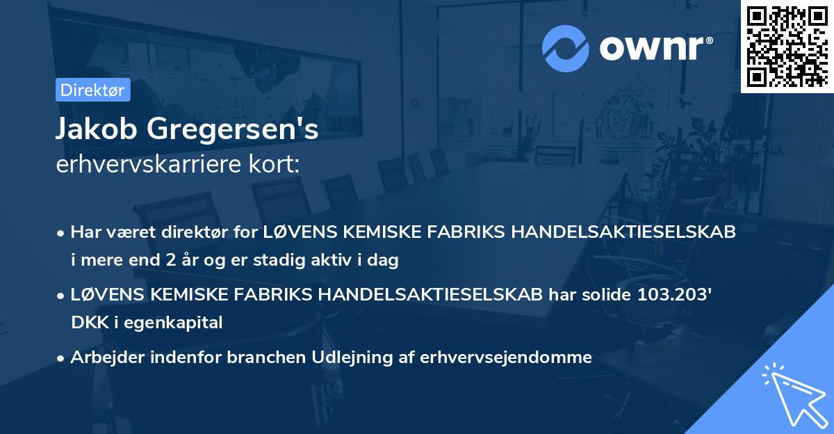 Jakob Gregersen's erhvervskarriere kort