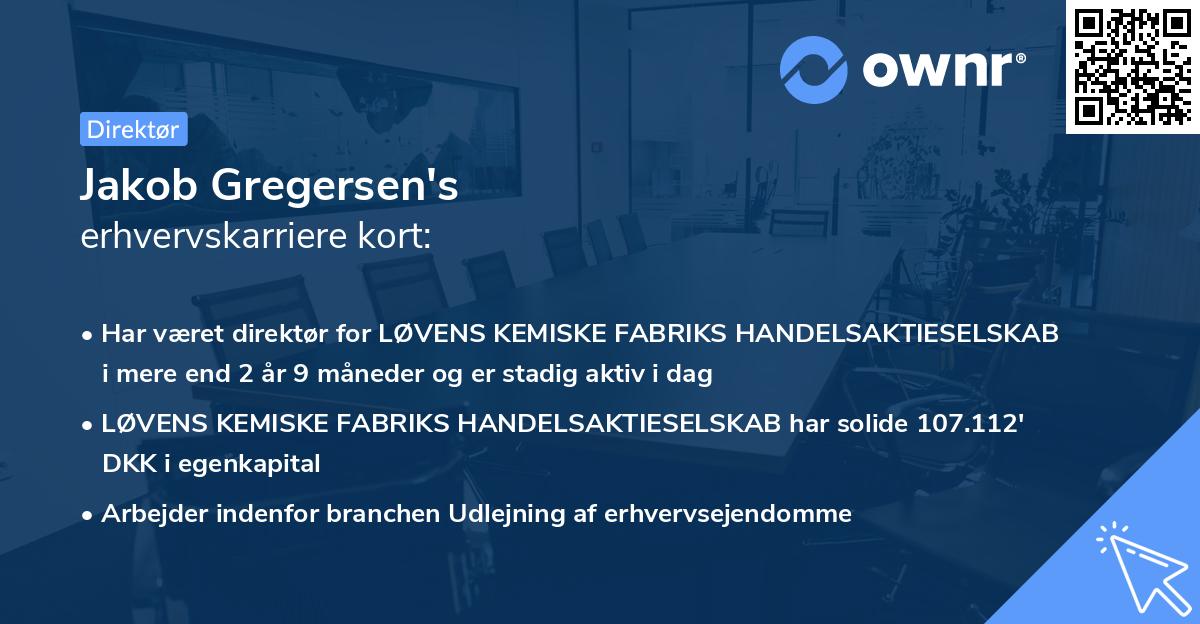 Jakob Gregersen's erhvervskarriere kort