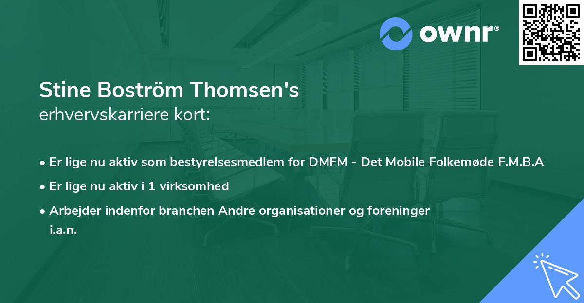 Stine Boström Thomsen's erhvervskarriere kort