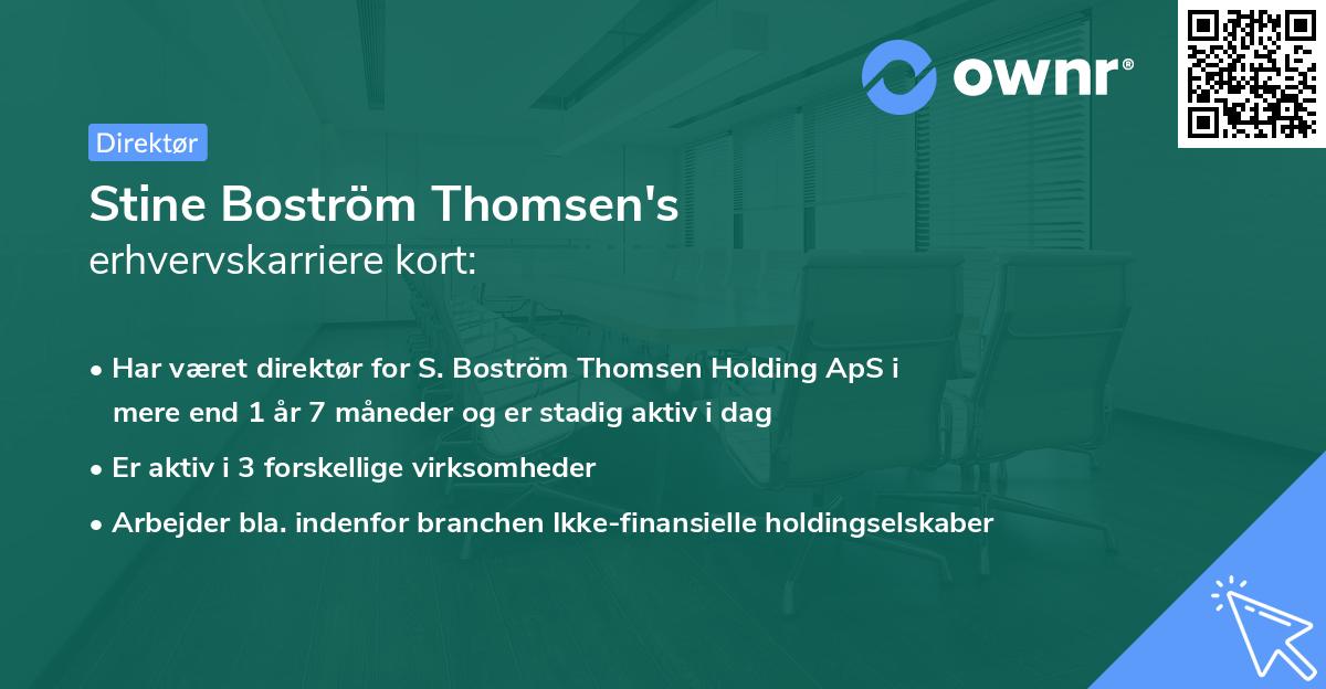 Stine Boström Thomsen's erhvervskarriere kort