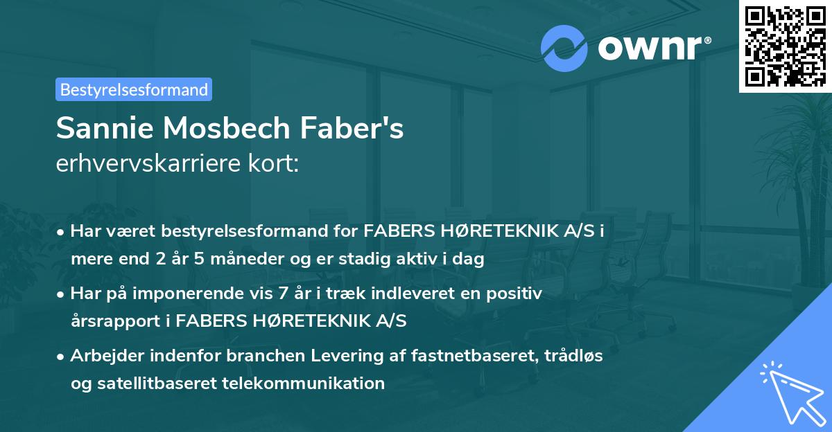 Sannie Mosbech Faber's erhvervskarriere kort