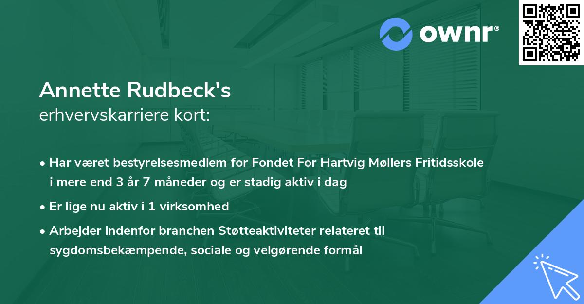 Annette Rudbeck's erhvervskarriere kort