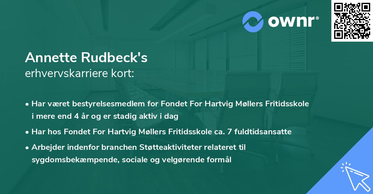 Annette Rudbeck's erhvervskarriere kort