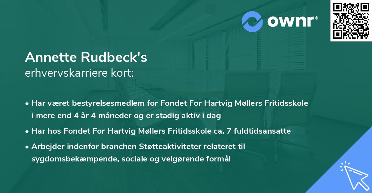 Annette Rudbeck's erhvervskarriere kort