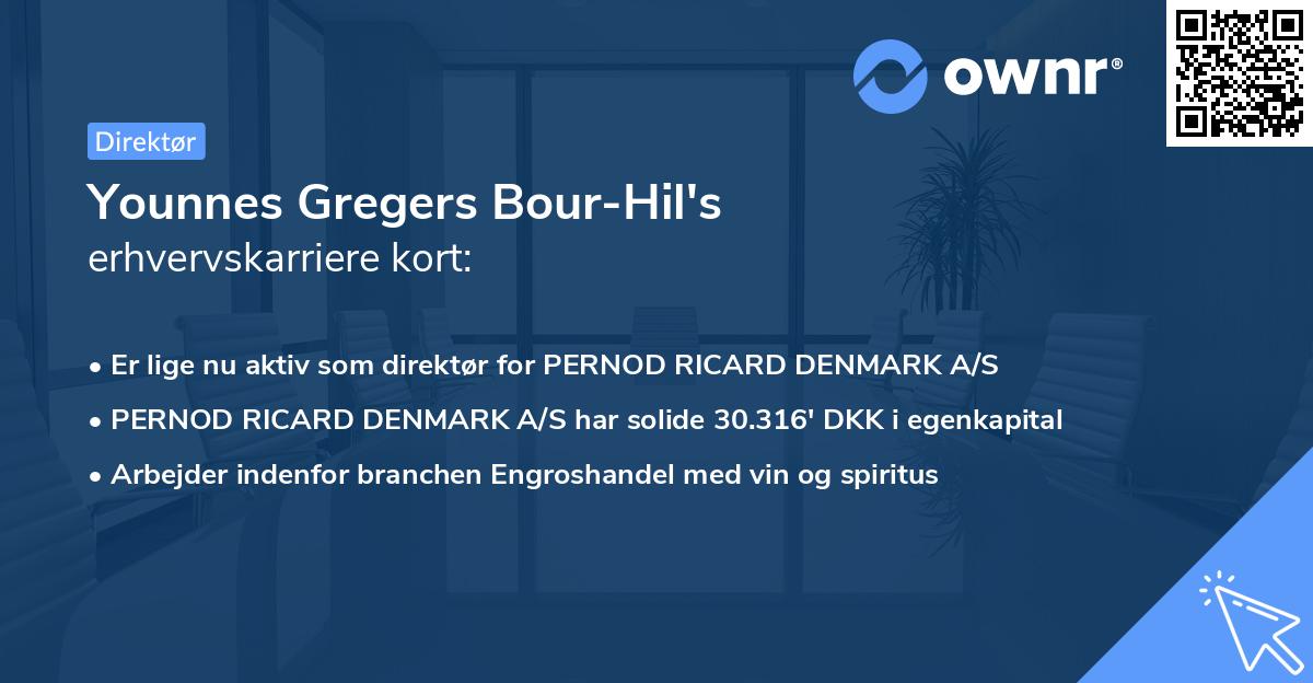 Younnes Gregers Bour-Hil's erhvervskarriere kort