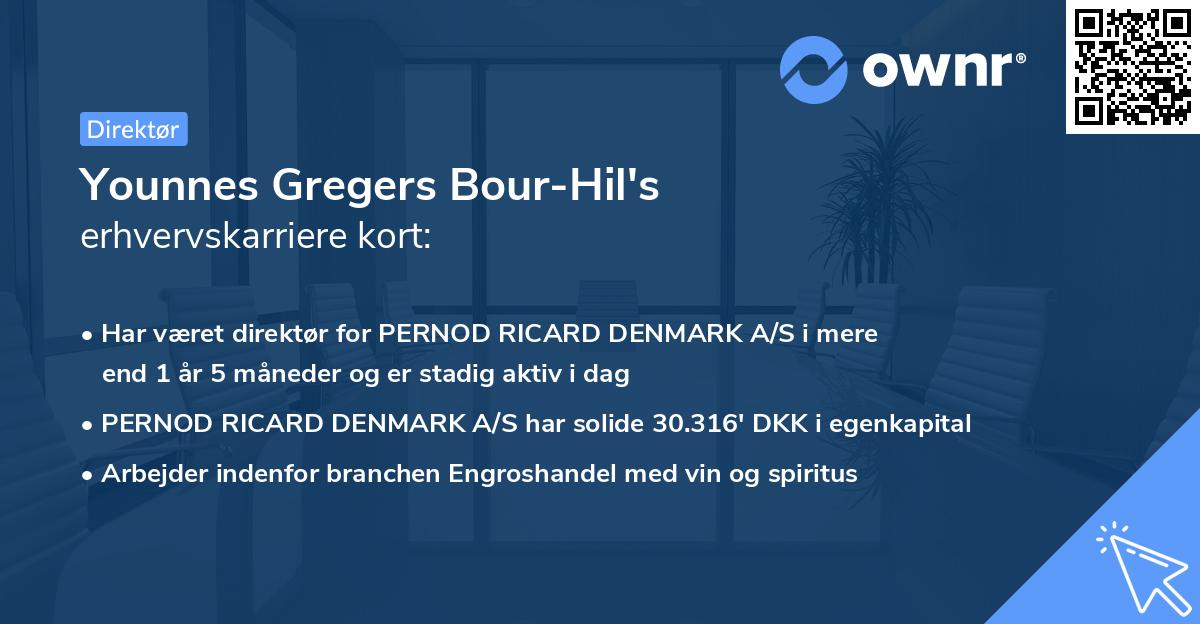 Younnes Gregers Bour-Hil's erhvervskarriere kort