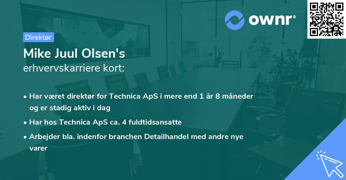 Mike Juul Olsen's erhvervskarriere kort