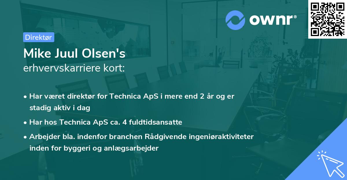 Mike Juul Olsen's erhvervskarriere kort