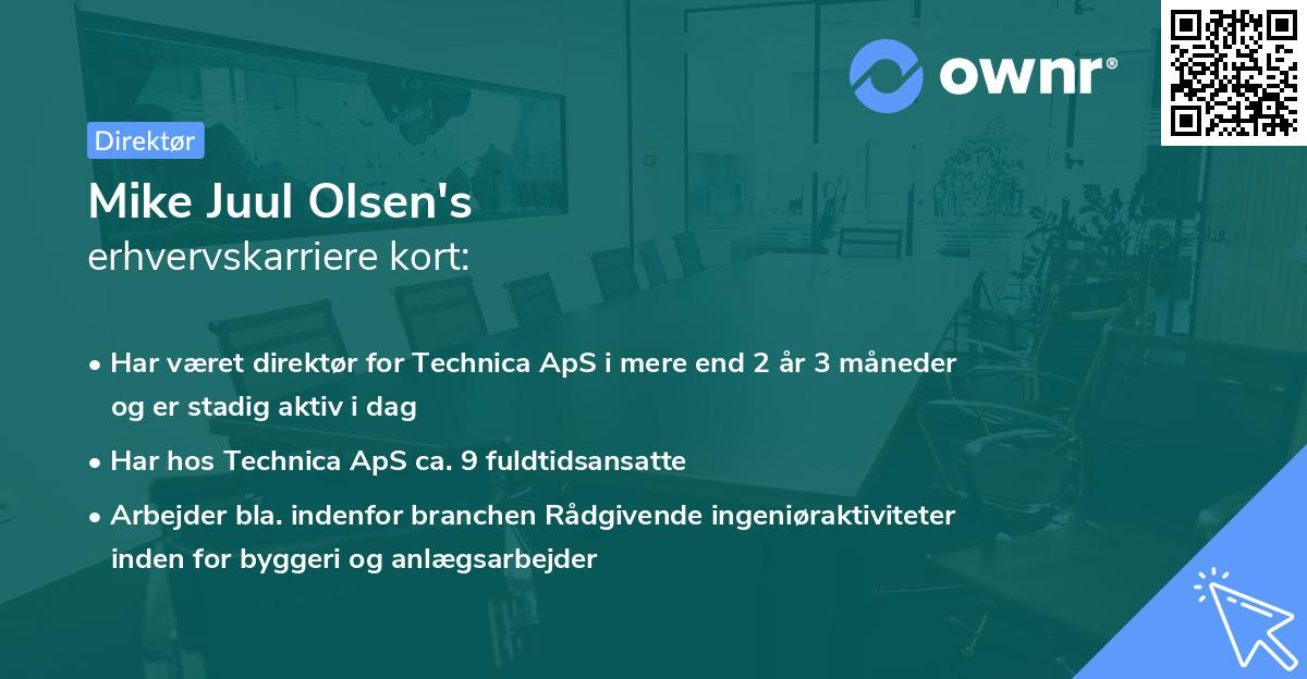 Mike Juul Olsen's erhvervskarriere kort